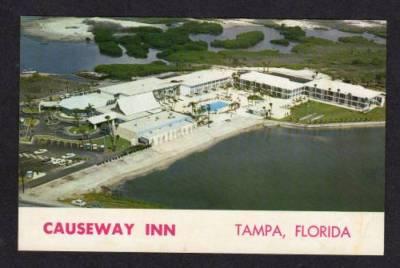 FL Aerial Causeway Inn Hotel TAMPA FLORIDA POSTCARD