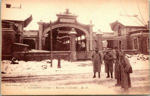 1918 Postcard Soissons France Ruinse of Houses &Soldiers After Bombardment