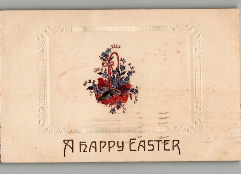 Antique Postcard 1913 Embossed A Happy Easter Posted Germany 5.5 x 3.5 