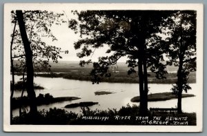 Postcard RPPC c1950s McGregor IA Mississippi River From The Heights