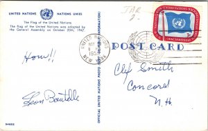Flag United Nations Postcard PM New York Cancel WOB Note 3c Stamp 