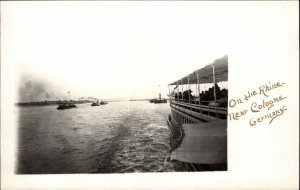 Boating on the Rhine Near Cologne Koln Germany c1910 Real Photo Postcard