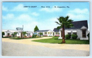 ST. AUGUSTINE, Florida FL ~ Roadside ABBY'S COURT Motel c1940s Linen Postcard