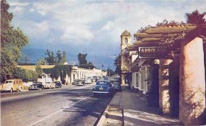 Autos 1940s Woody Wagon Oaji Street California Roberts postcard 1249