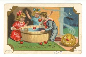 Greeting - Halloween. Bobbing for Apples