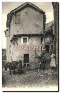 Old Postcard Cagnes the Street of Goulette Ass Mule