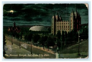 Mormon Temple Salt Lake City Utah 1912 New Paris Ohio Vintage Antique Postcard 