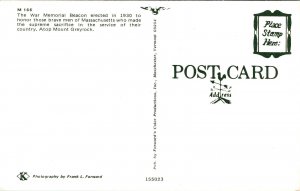 War Memorial Beacon Massachusetts Mount Greylock Postcard VTG UNP Koppel Vintage 