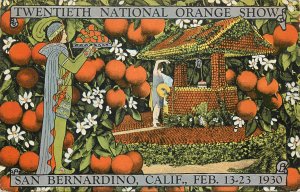 Twentieth National Orange Show Postcard San Bernardino CA Feb. 1930 California