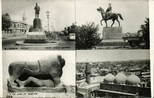 iraq, BAGHDAD BAGDAD, Sadoun & King Faisal Statues, Mosque (1950s) RPPC Postcard