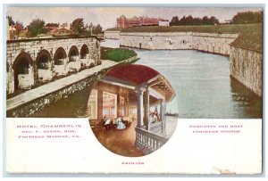 1910 Pavilion Ramparts & Moat Hotel Chamberlin Fortress Monroe VA Postcard 