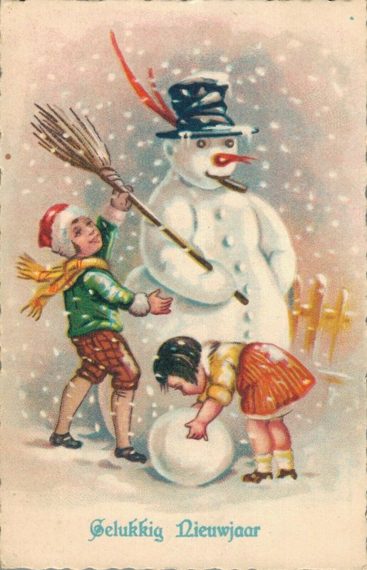 Christmas Lot - 10 Snowman Postcards Happy New Year L1