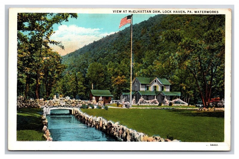 McElhattan Dam Waterworks Lock Haven Pennsylvania PA UNP WB Postcard N24