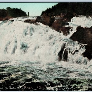 c1910s Chicoutimi Falls, Saguenay River, Quebec, Canada Valentines Postcard A207