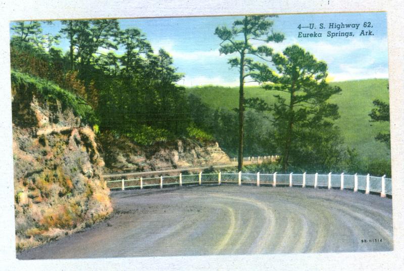 U. S. Highway 62, Eureka Springs, Arkansas unused Curteich linen Postcard