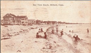 Bay View Beach, Milford CT c1923 Vintage Postcard M76