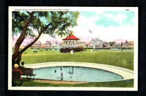 M18E Oak Bluffs, Mass. Ocean Park & Band Stand Panorama, White Border Unused