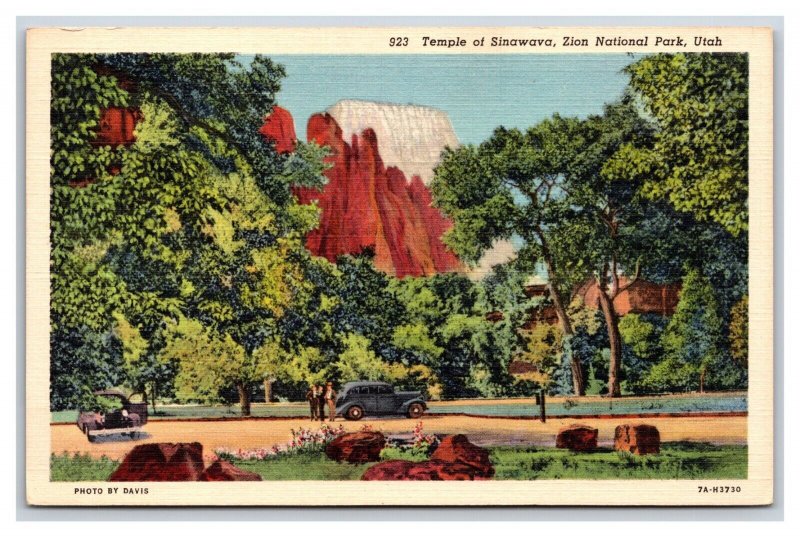 Temple of Sinawava Zion Canyon National Park Utah UT  UNP Linen Postcard Y10