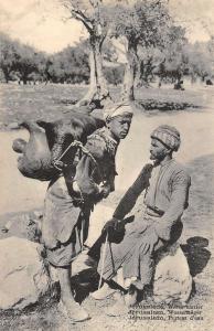 Jerusalem Israel water carrier on country road antique pc Z17914