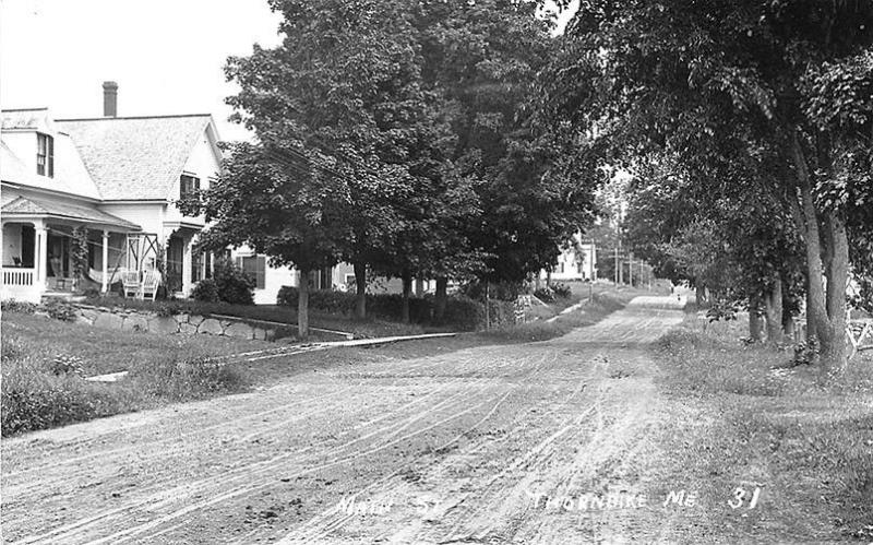 Thorndike ME Dirt Main Street Houses Swing RPPC Postcard