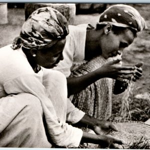 c1950s Aroussi, Ethiopia Women RPPC Winnowing Crop Workers African Talanos A327