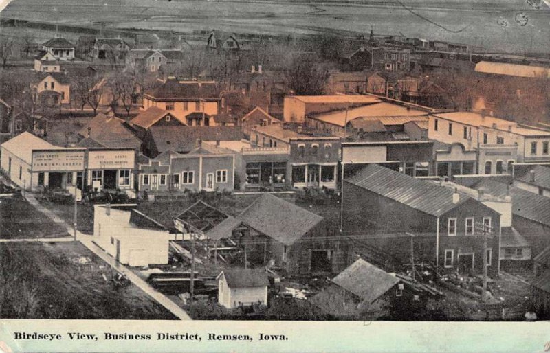 Remsen Iowa Business District Birds Eye View Vintage Postcard AA18027