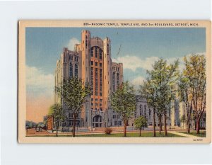 Postcard Masonic Temple, Detroit, Michigan