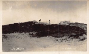 ROUGH SEAS IN THE ATLANTIC~WW1 U S SAILOR~MOSER REAL PHOTO POSTCARD