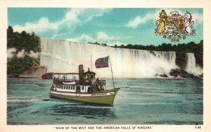 Vintage Postcard 1920's Maid Of The Mist And the American Falls Of Niagara NY