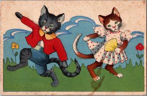 Anthropomorphic Cats Dancing Vintage Postcard B160
