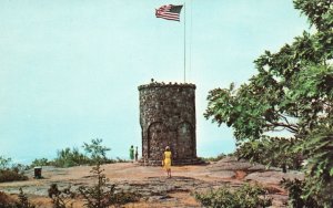 Camden Maine ME, Tower on Mt. Battie, Stone Observation Tower, Vintage Postcard