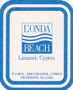 Cyprus Limassol L'Onda Beach Hotel Vintage Luggage Label sk3177