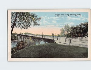 Postcard Soldiers and Sailors Memorial Bridge at Cherry Street, Appleton, WI