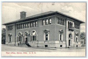 1907 Post Office Building Entrance Akron Ohio OH Posted Antique Postcard