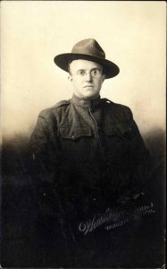 US Military WWI Soldier Uniform Vancouver WA Studio Real Photo Postcard