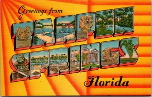 Vtg 1930s Greetings from Tarpon Springs Florida FL Large Letter Linen Postcard