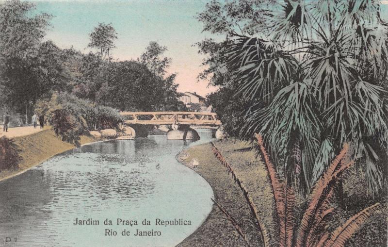 RIO DE JANEIRO BRAZIL JARDIM da PRAÇA da REPUBLICA~COLOR POSTCARD 1910s