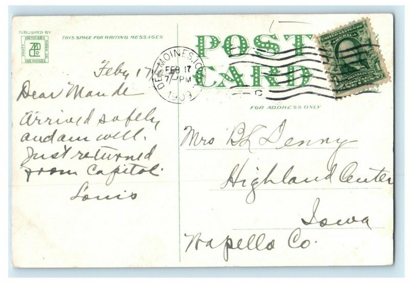 1909 Governor's Room State Capitol Des Moines Iowa IA Antique Postcard