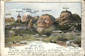 Saarburg LutzelburgMetamorphic Fantasy Mountain Faces Gruss Aus c1900 Postcard