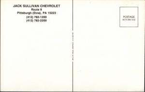 Jack Sullivan Chevrolet Chevy Car Dealership Pittsburgh Etna PA Postcard