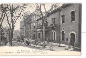 Worcester Massachusetts MA Postcard 1901-1907 Free Public Library Street View