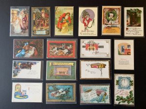 LOT - 17 Vintage Postcards - Holiday Christmas - Santa & Home L2308141846 