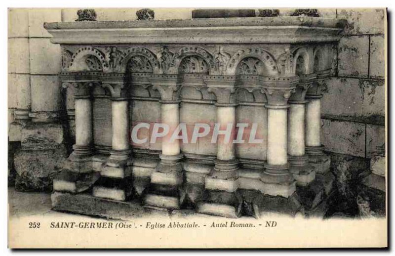 Old Postcard Saint Germer Roman Abbey Church Altar