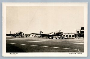 PHILADELPHIA PA SOUTHWEST AIRPORT VINTAGE REAL PHOTO POSTCARD RPPC