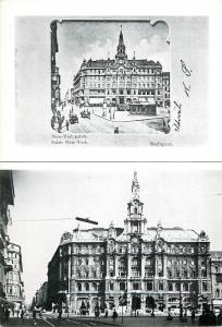 Atypical 15x21cm Hungary Budapest now & then 1970s reprint New York palace