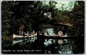 Postcard Rosseau Ontario c1910 Shadow River Muskoka Lakes District Canoeing