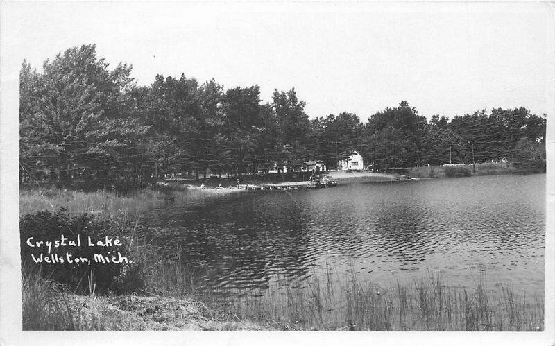 Crystal Lake Wellston Michigan 1940s RPPC Photo Postcard 5733