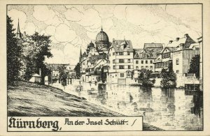 germany, NÜRNBERG, An der Insel Schütt, Synagogue (1923) Judaica Postcard