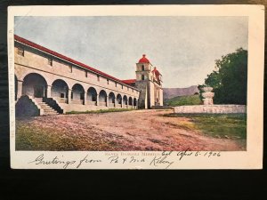 Vintage Postcard 1906 Santa Barbara Mission Santa Barbara California (CA)