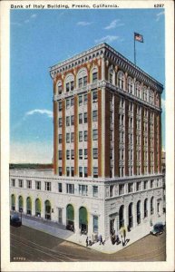 Fresno California CA Bank Bank of Italy Bldg c1930s Postcard